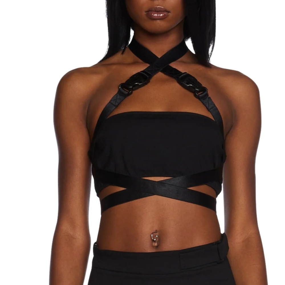Dolls Kill Watch Yo Man Buckle Top